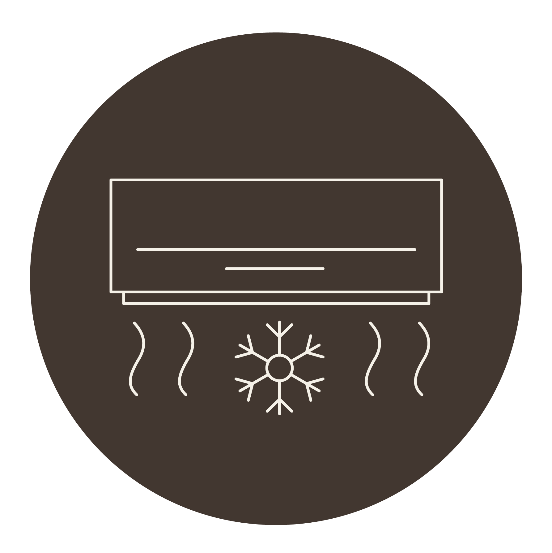 Cercle brun avec icône blanche de climatisation